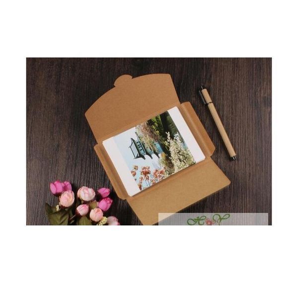 

50pcs vintage blank kraft paper diy multifunction kraft envelope postcard box black package paper 3 col sqcfme