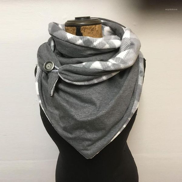 

2020 Women Winter Warm Solid Colors Scarf Fashion Retro Female Multi-purpose Scarves Casual Button Shawl Scarf Foulard Femme#351, Blue;gray