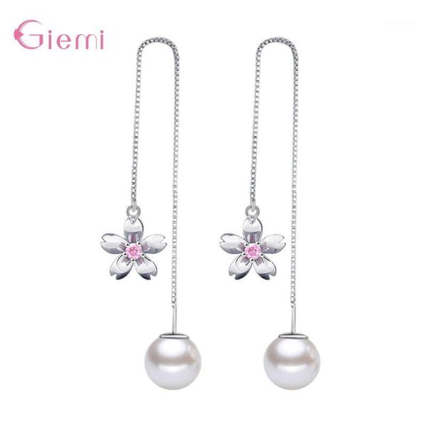 

fashion 925 sterling silver female jewelry charms cherry blossoms pendant dangle drop earrings for women girls anniversary gifts1