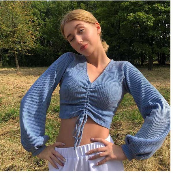 

women's simple sports running t-shirt drawstring wrinkled short yoga sportswear v-neck fitness long sleeve sweatshirt, White;red