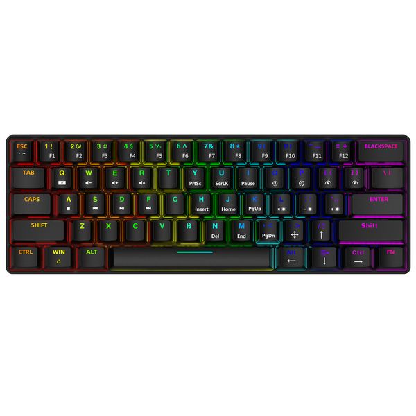 

smart duck xs61 60% mechanical keyboard rgb switch led software type c doubleskeycap macro program blue red brown black