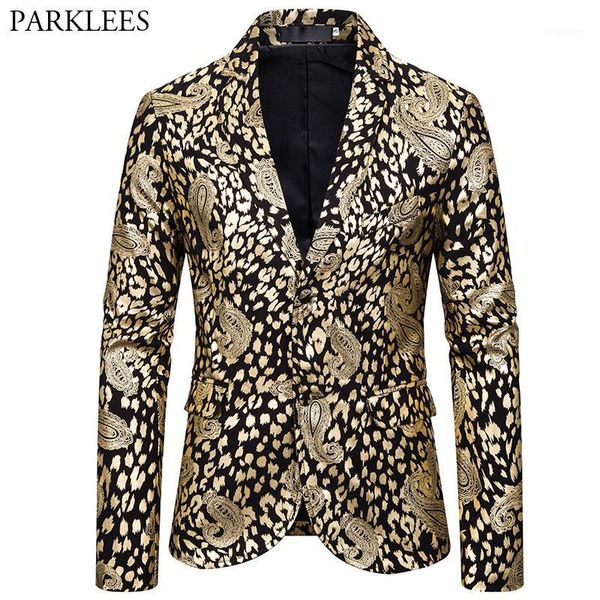 

men's suits & blazers floral bronzing mens leopard print men suit jackets nightclub party dj blazer jacket stage performance costume ho, White;black