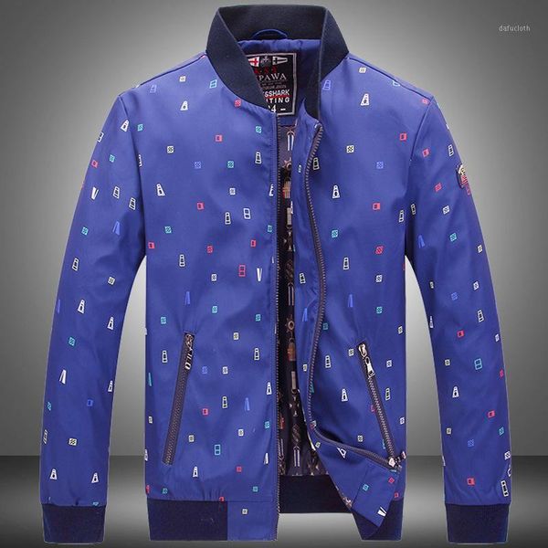 

2020 fashion brand autumn winter slim fit zipper casual outwear windbreak mens clothing stand collar print jacket coat1, Black;brown