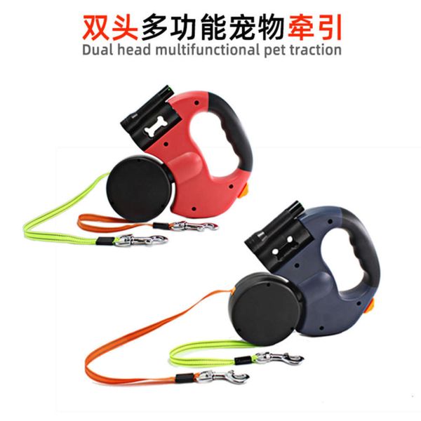 

automatic retractable one tow two head creative walking rope dog chain pet products