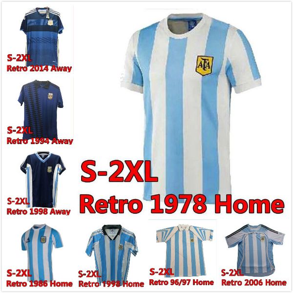 

1978 argentina kempes mens soccer jerseys 1986 national team retro maradona 1998 batistuta zanetti 2006 messi riquelme home football shirts, Black;yellow