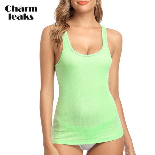 

camisoles & tanks charmleaks women camisole basic camis cotton soft solid night sleepwear jogging wear fitness top, Black;white
