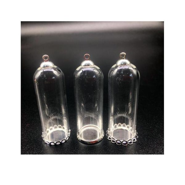 

100sets 50*18mm wishing glass dome bubble globe silver plated lace tray 8mm beads cap set diy glass vials pendant jewe bbydgv, Black