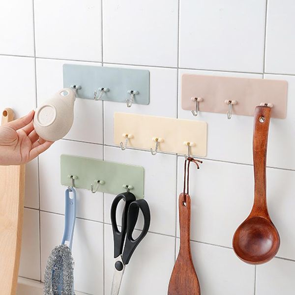 Ganci Rails 3 Mensole Appendiabiti Bagno Cucina Organizzatore Adesivo Stick On Wall Hanging Porta Vestiti Portasciugamani1