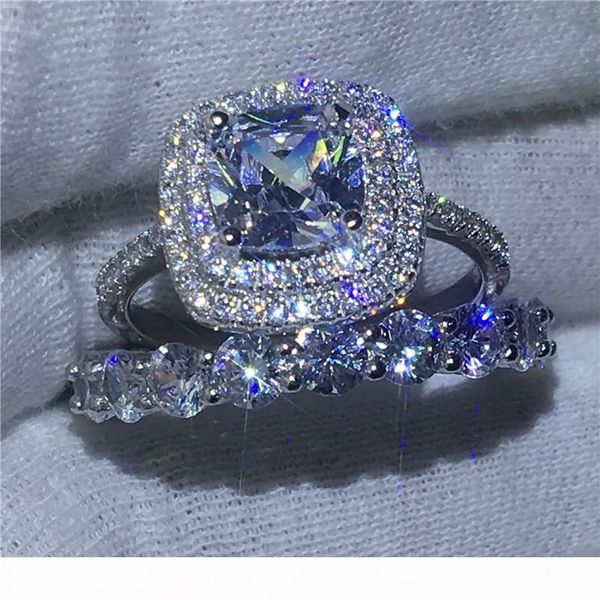 

high-endk infinity jewelry female 925 sterling silver ring set full 5a zircon cz stone engagement wedding band rings for women gift, Slivery;golden