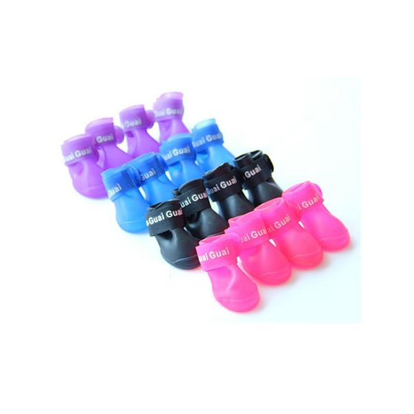 

4pcs dog shoes waterproof rain pet shoes for dog puppy rubber boots candy color puppy shoes pet jlluej