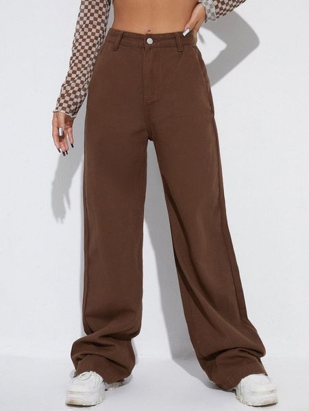 

high waist wide leg jeans 55xq#, Blue