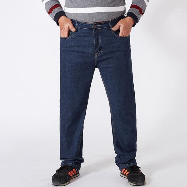 

new 2020 fashion brand denim jeans men mid straight cotton loose men's jeans four season male pants1, Blue