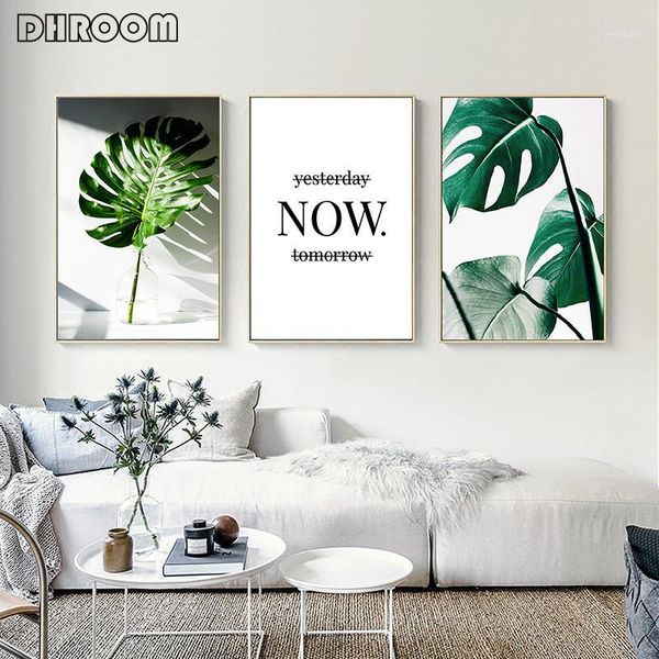 

paintings dhroom nordic canvas painting modern prints plant leaf art posters green wall pictures living room unframed poster1