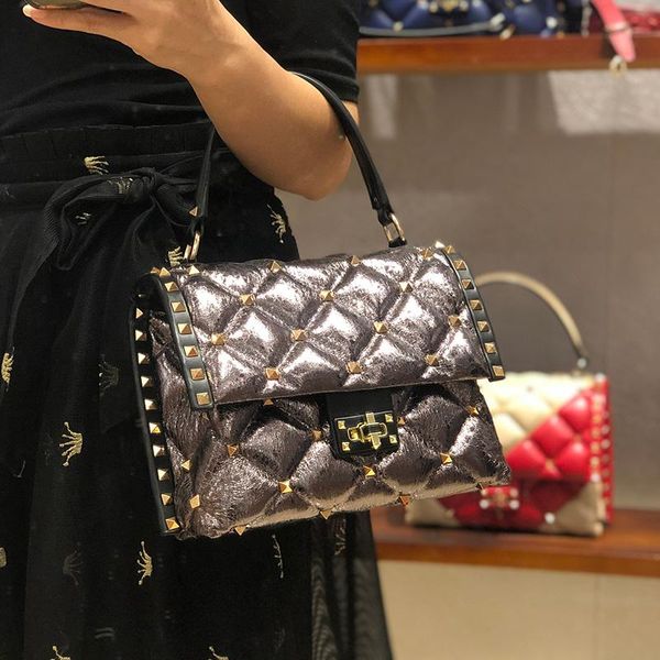 

women handbag 2020 new leather thick belt crossbody dual-use adjustable snake pattern female bag rivet diamond bag designer