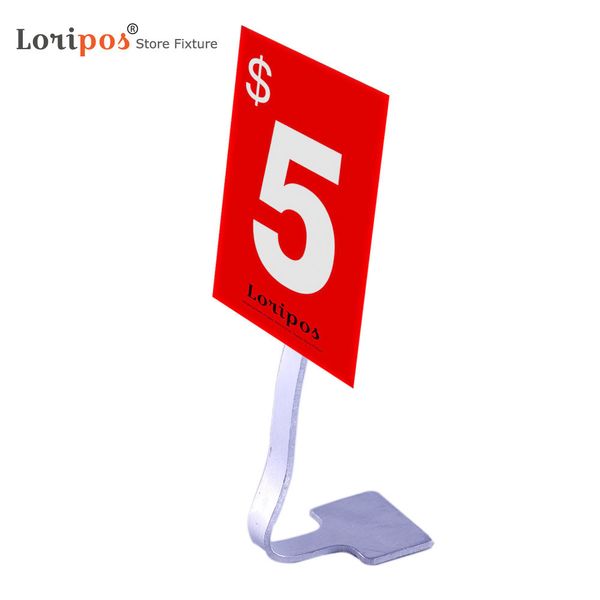 Retail Shelf Edge Talker Coutertop Number Sign Stand Adesivo in alluminio Wobbler Strisce per biglietti Portaprezzi | Loripos