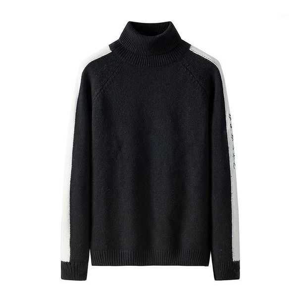 

mens clothing new fashion trend men sweater japanese-style harajuku turtleneck men's autumn winter pullover casual sweaters 20211, White;black