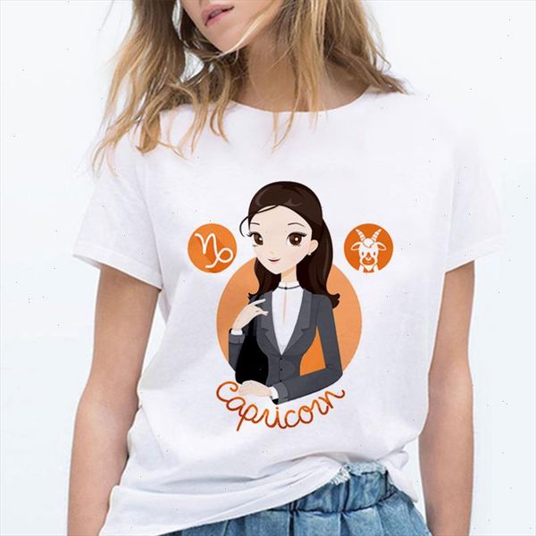 

new 12 constellation girls t shirt women printed harajuku tshirt thin section short sleeve t shirt white female clothing
