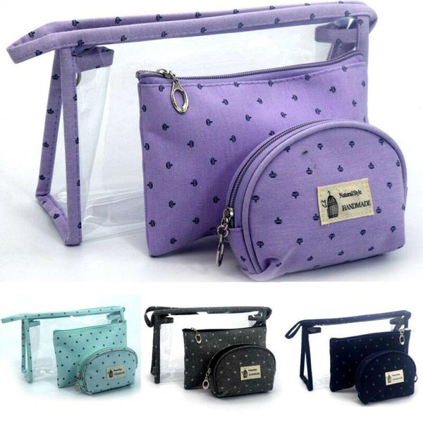

3pcs women portable cosmetic bag 2020 multifunction zipper women's toiletry bag fashion ladies transparent waterproof wash pouch