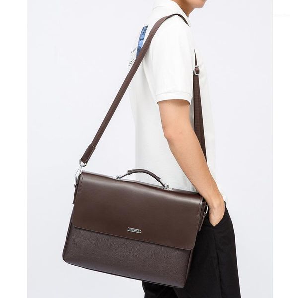 

briefcases 14" handmade briefcase pu leather laphandbag men's business crossbody bag office messenger shoulder bags japan styl