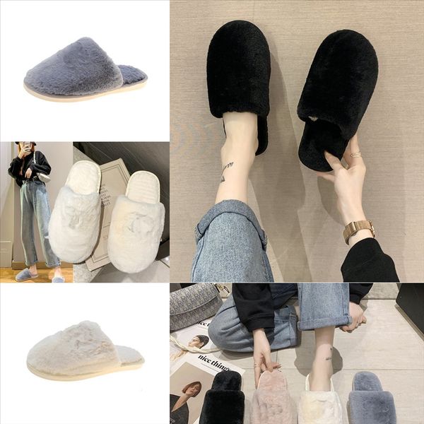 

euovr 's spring minion plush stuff slipper cuddly fluffy women's slippers women indoor slippers short plush autumn shoes flat shoe, Black