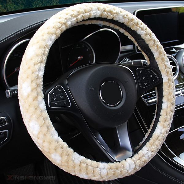 

winter snow fleece super soft plush car steering wheel cover universal easy to install