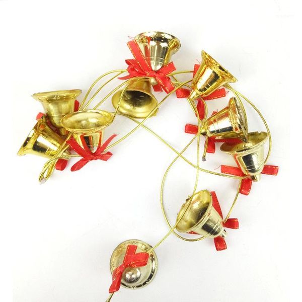 

christmas decorations 1.5m decoration bell 4cm ten golden bells long strings pendant bow party home bar tree wall clock charm1