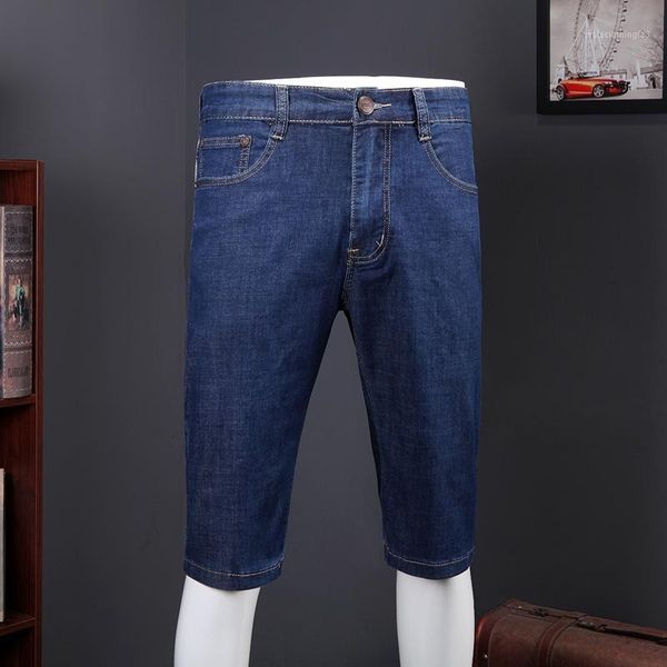 

men's jeans shorts mens solid color elasticity mid pants male fashion casual thin section oversized short summer arrival1, Blue