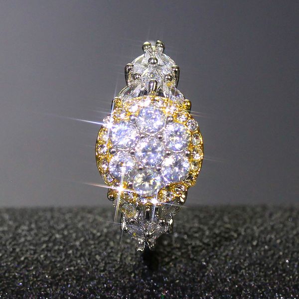 

real 925 sterling silver cz diamond ring fit pandora style 18k gold wedding ring engagement jewelry for women, White