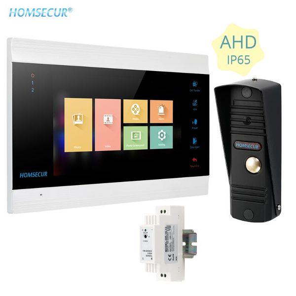

video door phones homsecur 7" 4 wire phone intercom doorbell system ip65 camera ir night vision 45 degree angle mount 110 view