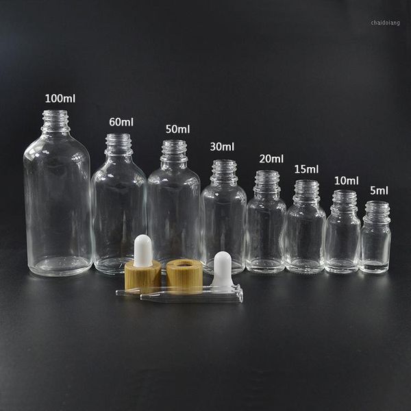 

120pcs*30ml transparent glass bottles with bamboo lid and white dropper1