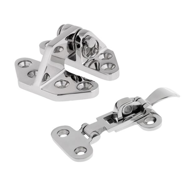 

precision polished 316 stainless steel strong durable marine boat anti-rattle latch + hatch hinge with removable pin