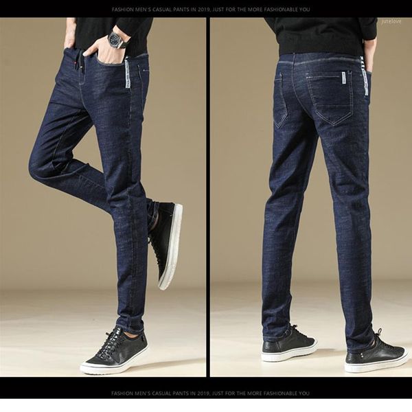 

2020 spring and summer new men thin jeans business casual stretch slim denim pants blue black trousers male plus size 28-381