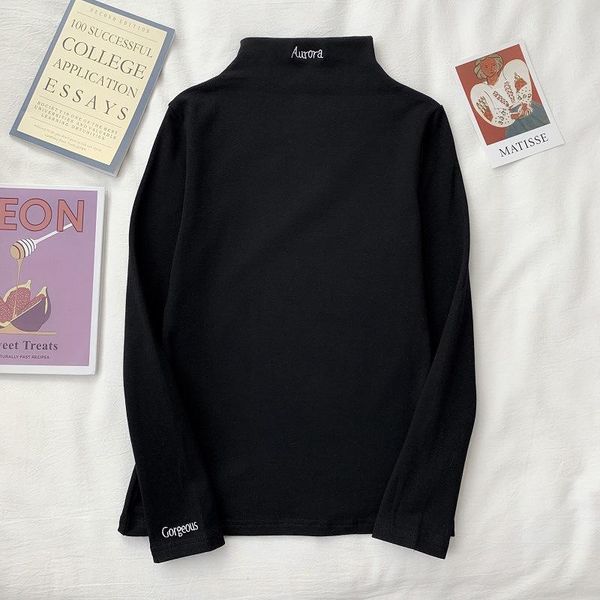 

women's t-shirt autumn long sleeve woman tshirts korean style clothes ladies shirt turtleneck slim white black mujer camisetas top