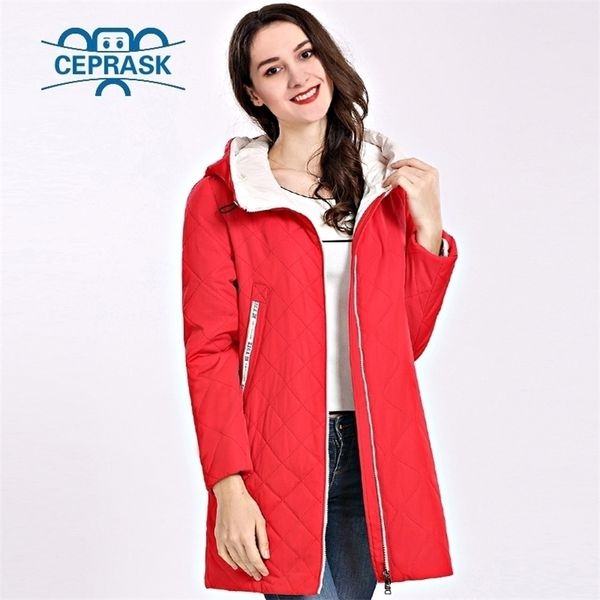 

spring autum women's parka coat thin women jackets long plus size hooded warm cotton coats ceprask new padded 201201, Black