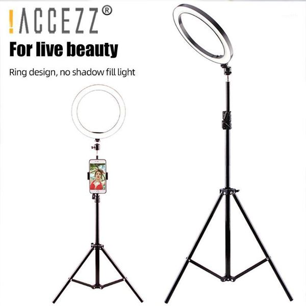 

selfie monopods accezz led ring light with tripod phone holder pography dimmable camera lamp for youtube video live studio1