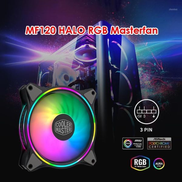 

mf120 halo 3 in 1 4-pin pwm cooling fans pc case chassis 3-pin argb radiator pc computer water cooling accessories1