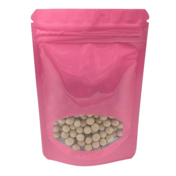

100pcs lot 8.5x13cm 9 colors stand up aluminum foil ziplock package bag with round clear window mylar retails snack zipper pouch h bbyrwk
