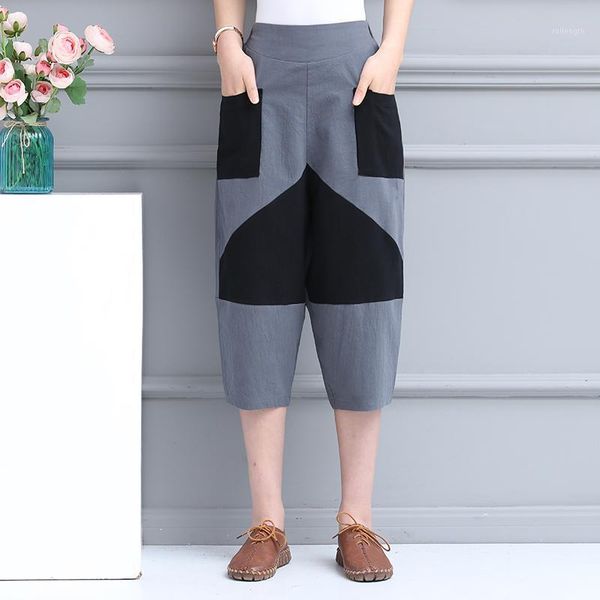 

summer and autumn 2020 women's fashion wild gray black women's 7-point pants casual pants 1000-10011, Black;white