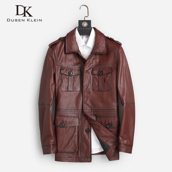

men genuine leather jacket real cow leather jackets casual black pockets 2020 autumn new jacket for man 88131