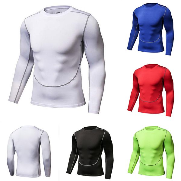 

tights men quick drying breathable sports clothing compression clothing basketball running long-sleeved high-stretch fitness clothes, White;black