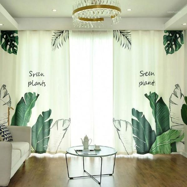 

curtain & drapes nordic tropical blackout curtains for living room bedroom window green leaves palm tree flamingo shading panel blinds1
