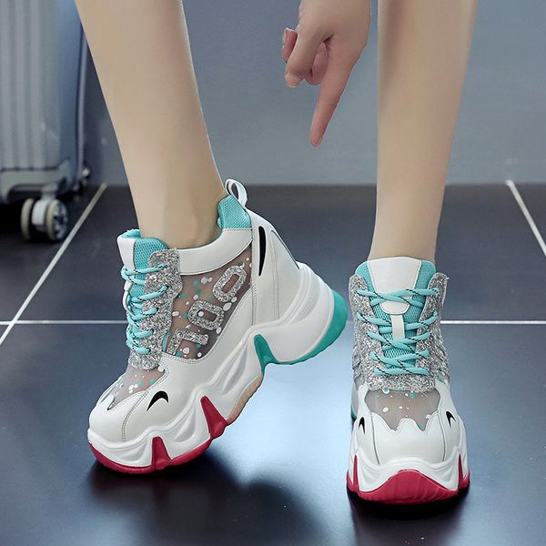 

women's thick shoes, in the summer of 2020, dad's tights, women's sweat baskets, designer's brand, 9 cm high shoes, grow, Black