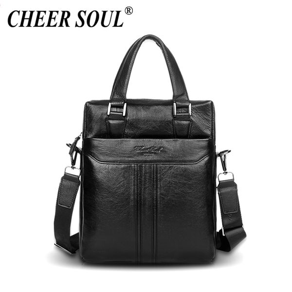 

cheer soul genuine leather briefcase business handbag office lapbag messenger for men tote purse male shoulder bags