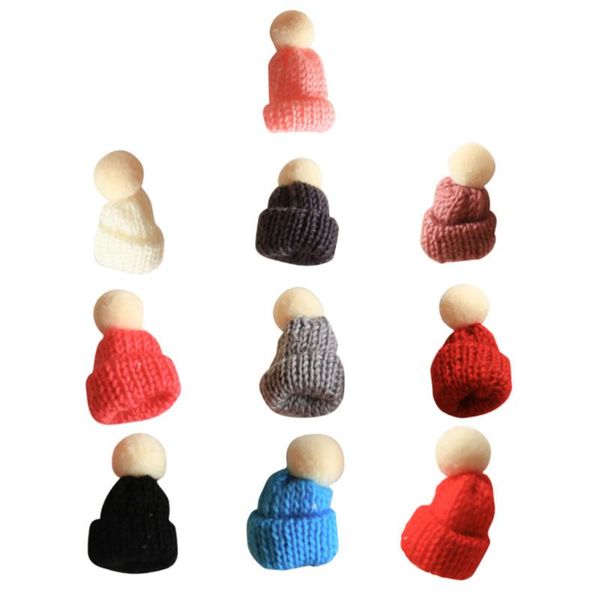 

10 pcs christmas adornment woolen hat pendant home decor (assorted style)