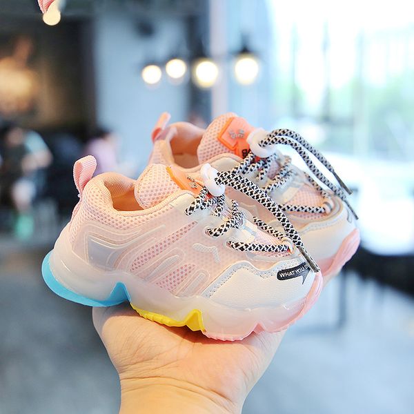 

fashion children winter kid baby girls boys candy color led mesh luminous sport run kids sneakers shoes, Black;red