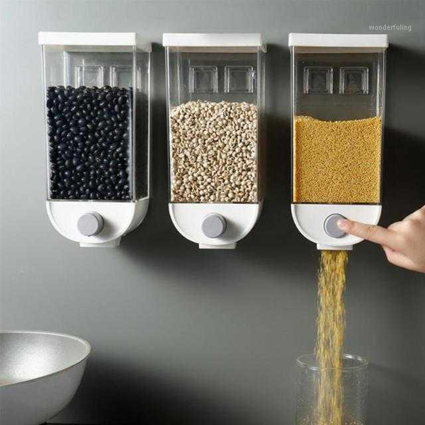 

large rice bean plastic sealed tank kitchen wall-mounted storage box punching grain tank grain storage1