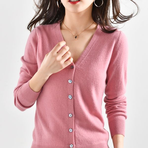 

2021 women's blouses cardigans pure leaf spring colors vneck 7 ladies mesh wool flower buds plum button q7s1, White;black