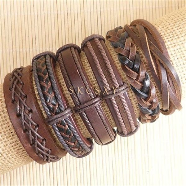 

bracelets wrap quality handmade mens high and women multilayer genuine brown leather bracelet with braided rope fashion