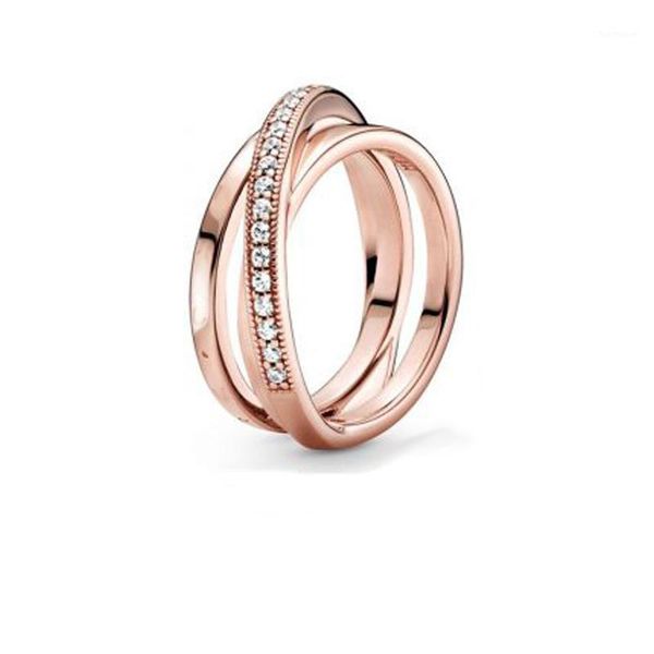 

new 2020 signature crossover over triple band ring women engagement jewelry making wedding rings1, Golden;silver