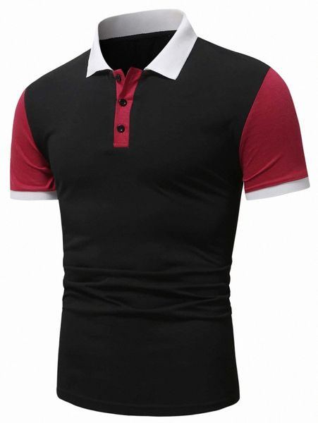

men contrast sleeve polo shirt y9qf#, White;black